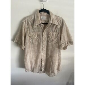 Silver Spur Mens‎ Plaid Snap Button Short Sleeve Western Shirt Size 16 34